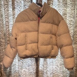 Edikted Kids Beige and Cream Puffer Jacket